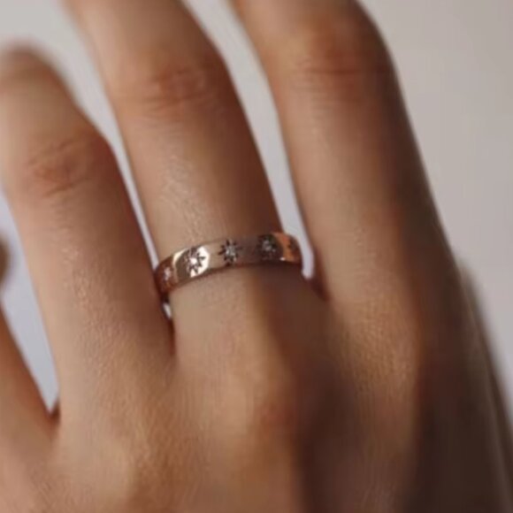Gold Ring CZ Stars Waterproof Ring Celestial Gold Ring Cosmic Ring BEAUTIFUL - Picture 7 of 12